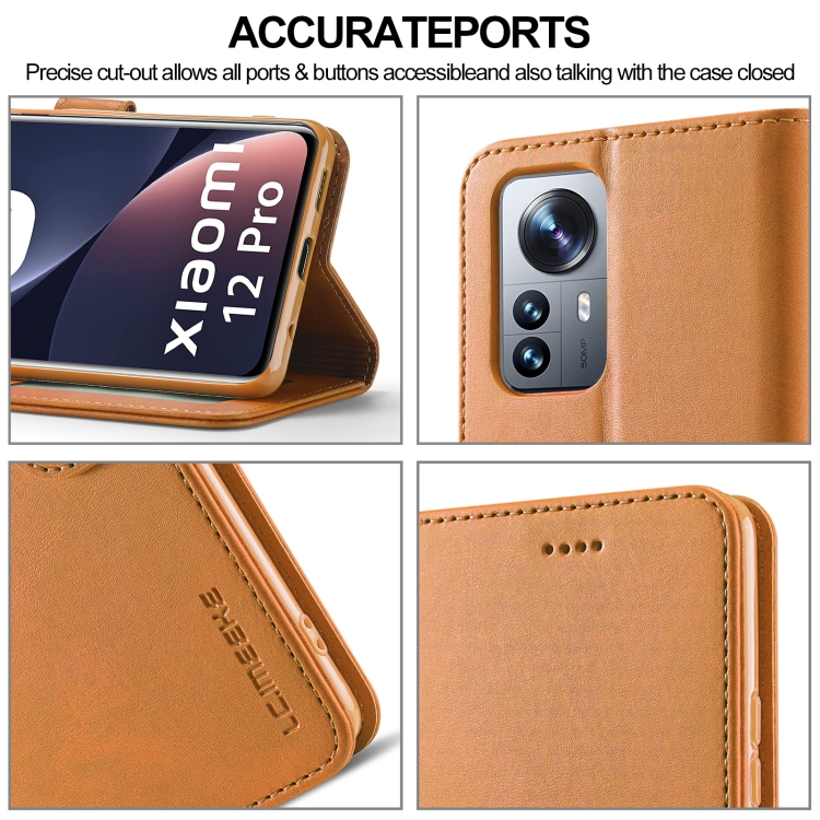 LC.IMEEKE LC.IMEEKE Xiaomi 12 Pro Fodral Läder Brun
