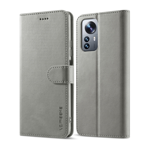 LC.IMEEKE LC.IMEEKE Xiaomi 12 Pro Fodral Läder Grå