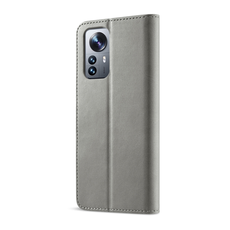LC.IMEEKE LC.IMEEKE Xiaomi 12 Pro Fodral Läder Grå