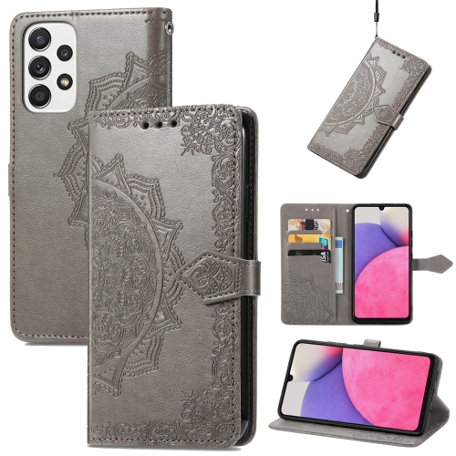  Samsung Galaxy A33 5G Fodral Mandala Läder Grå