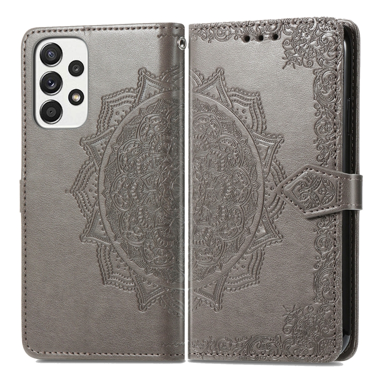  Samsung Galaxy A33 5G Fodral Mandala Läder Grå