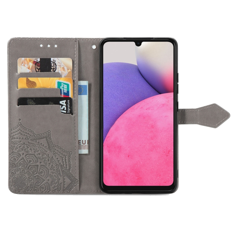  Samsung Galaxy A33 5G Fodral Mandala Läder Grå