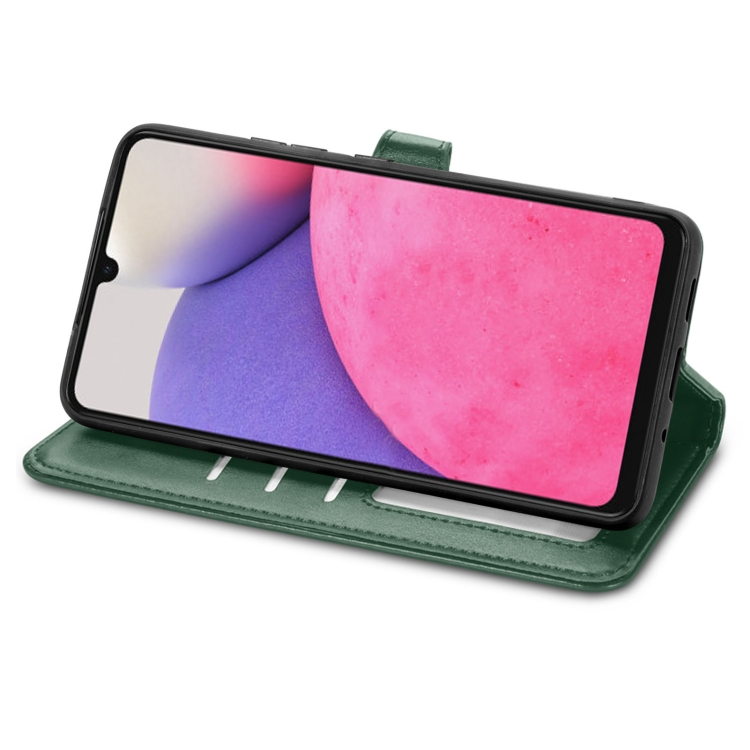  Samsung Galaxy A33 5G Fodral Solid Läder Grön
