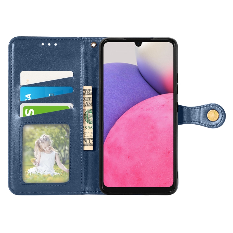  Samsung Galaxy A33 5G Fodral Solid Läder Blå