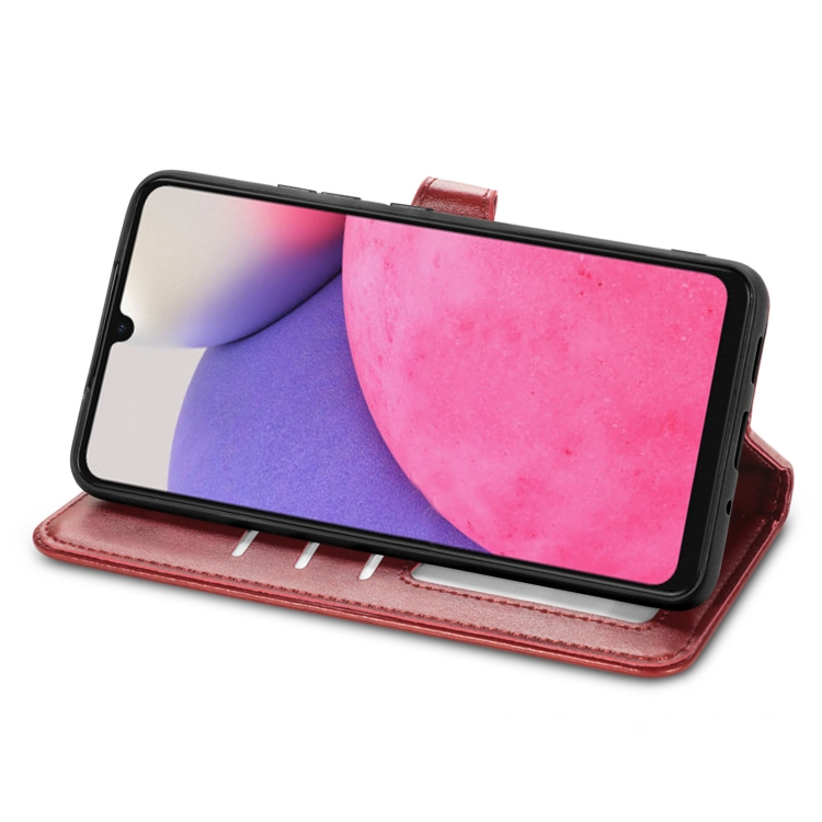  Samsung Galaxy A33 5G Fodral Solid Läder Röd