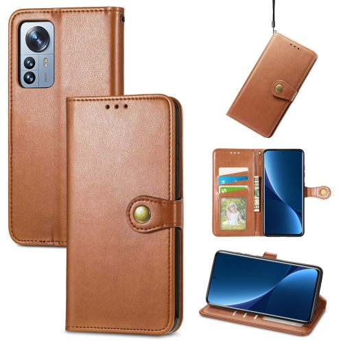  Xiaomi 12 Pro Fodral Solid Läder Brun