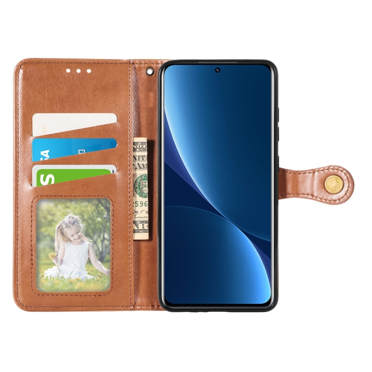  Xiaomi 12 Pro Fodral Solid Läder Brun