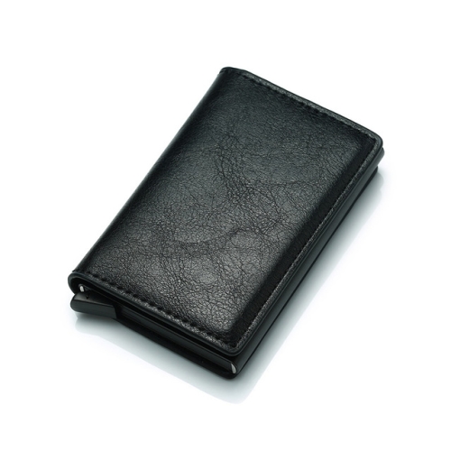  RFID Retro Aluminium Läder Korthållare Svart