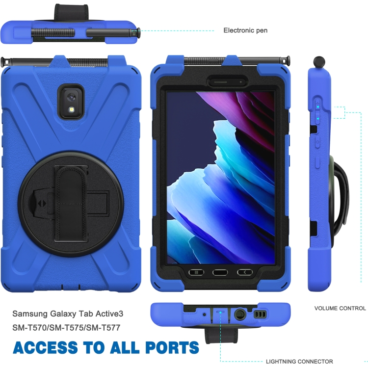  Samsung Galaxy Tab Active 3 Skal Hybrid Kickstand Rem Blå