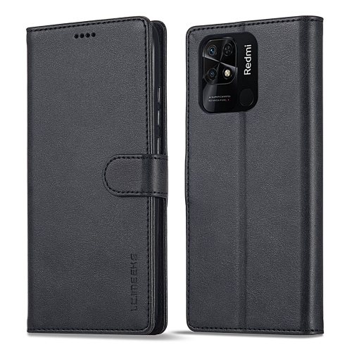 LC.IMEEKE LC.IMEEKE Xiaomi Redmi 10C Fodral Läder Svart