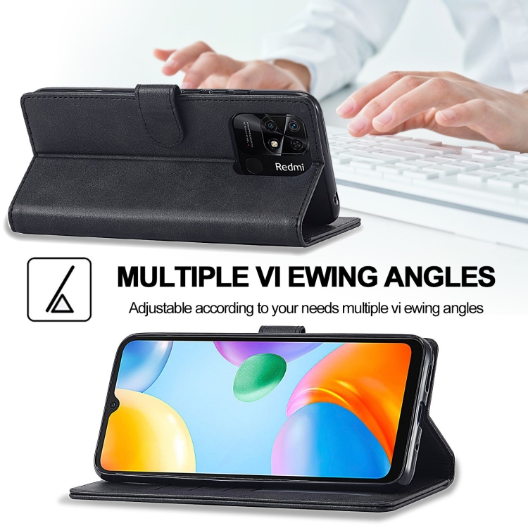 LC.IMEEKE LC.IMEEKE Xiaomi Redmi 10C Fodral Läder Svart