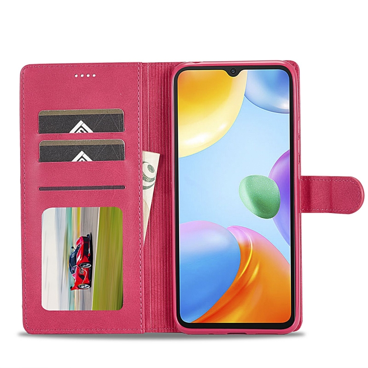 LC.IMEEKE LC.IMEEKE Xiaomi Redmi 10C Fodral Läder Röd/Rosa