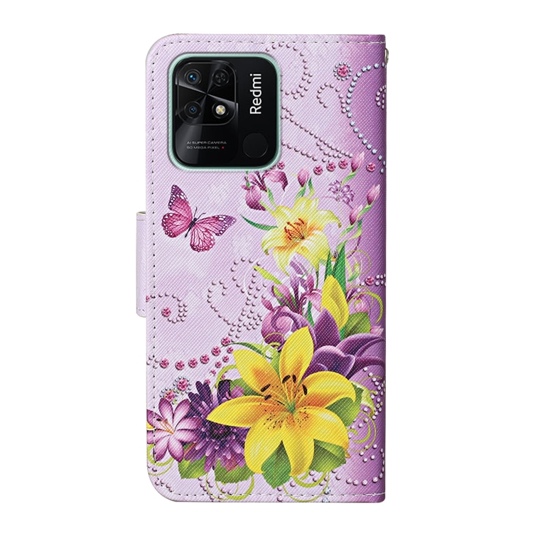  Xiaomi Redmi 10C Fodral Med Tryck Gul Blomma/Fjäril
