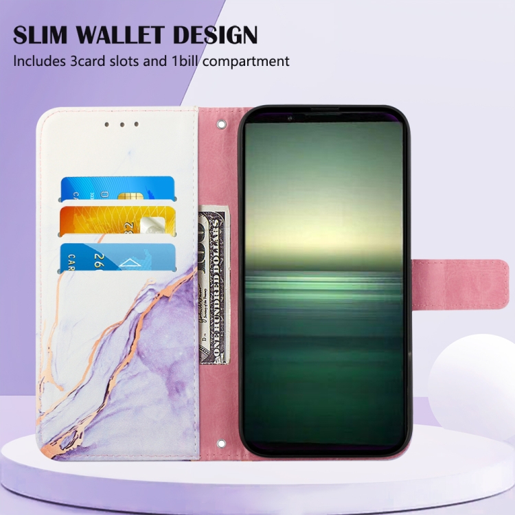  Sony Xperia 1 IV Fodral Marmor Vit/Lila