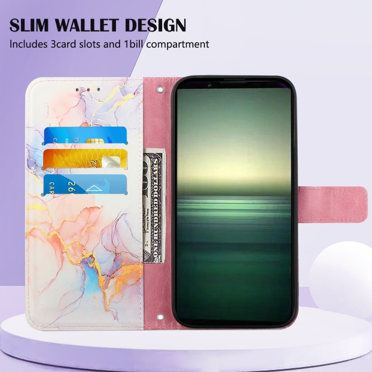  Sony Xperia 1 IV Fodral Marmor Galaxy Vit