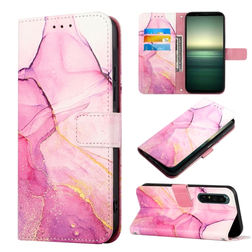  Sony Xperia 1 IV Fodral Marmor Rosa/Lila/Guld