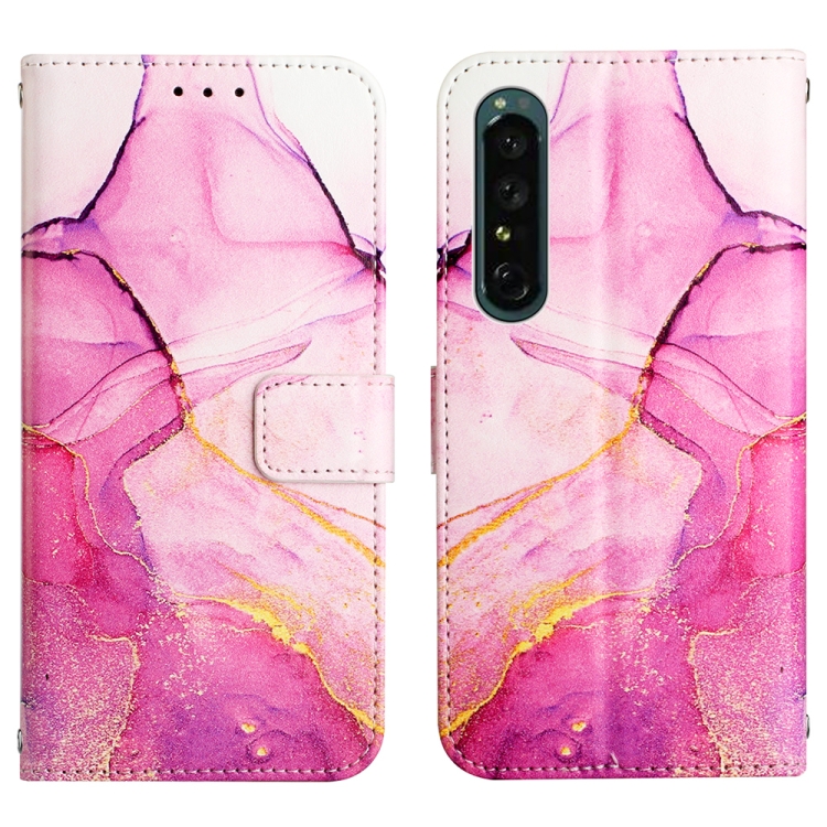  Sony Xperia 1 IV Fodral Marmor Rosa/Lila/Guld