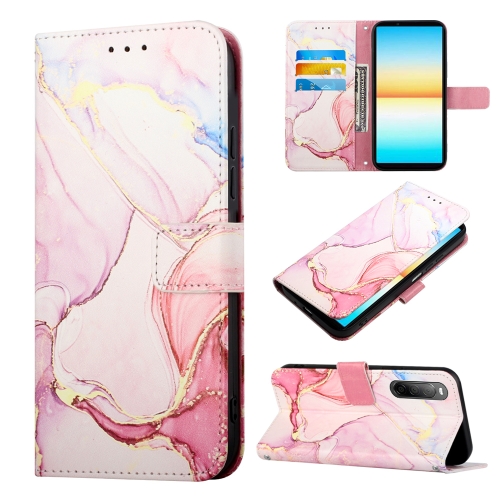  Sony Xperia 10 IV Fodral Marmor Rosa/Guld
