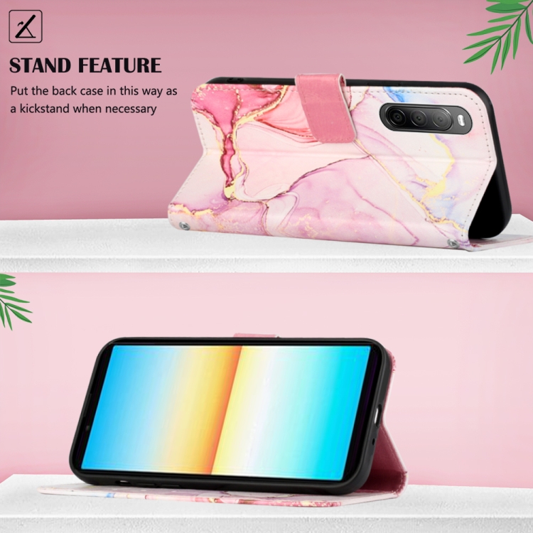  Sony Xperia 10 IV Fodral Marmor Rosa/Guld