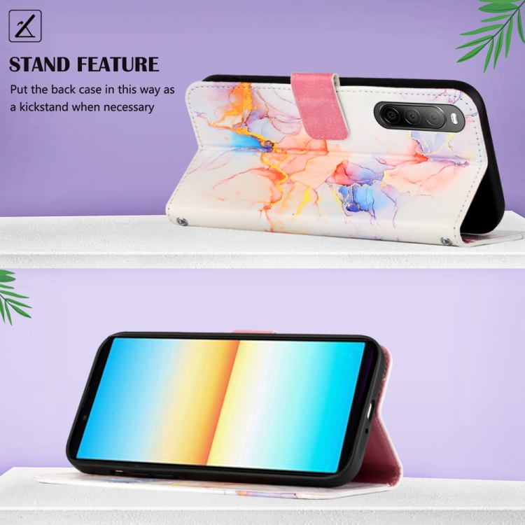  Sony Xperia 10 IV Fodral Marmor Galaxy Vit