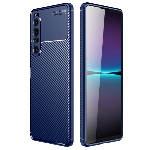  Sony Xperia 1 IV Skal Kolfiber Textur Blå