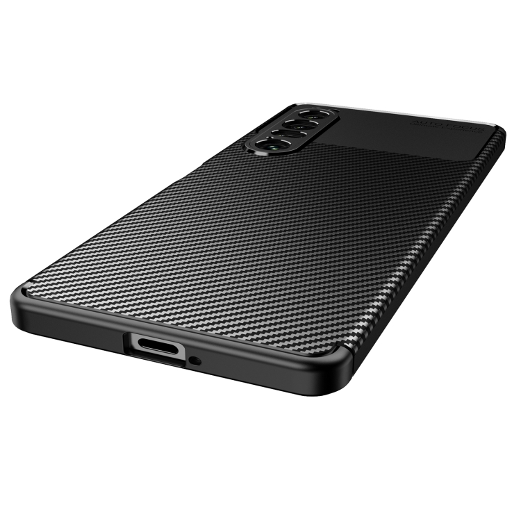  Sony Xperia 1 IV Skal Kolfiber Textur Blå