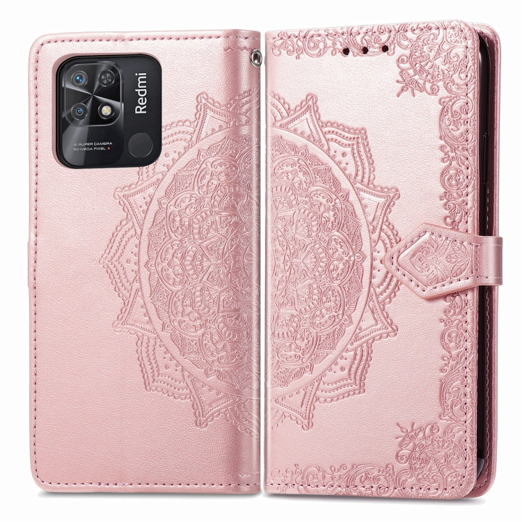  Xiaomi Redmi 10C Fodral Mandala Läder Roséguld