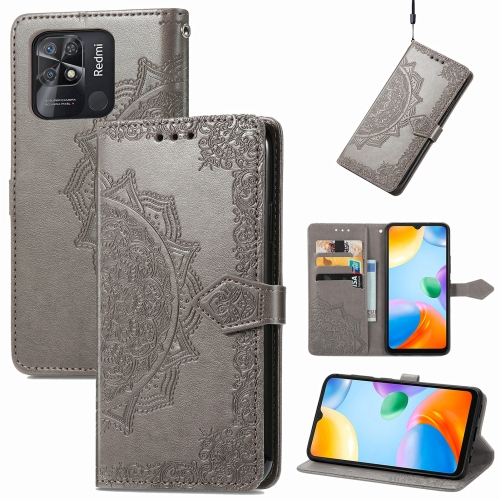  Xiaomi Redmi 10C Fodral Mandala Läder Grå
