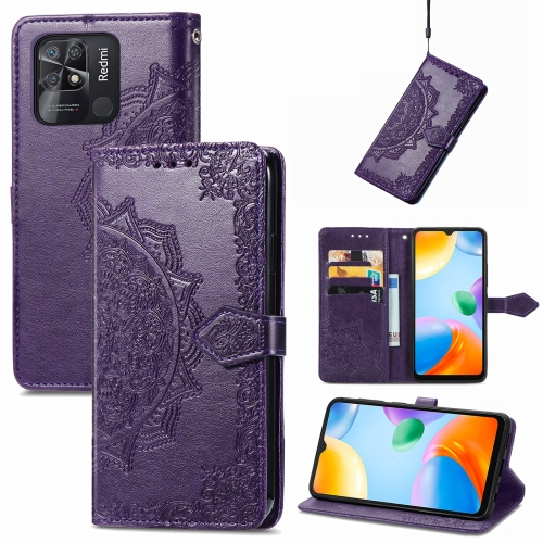  Xiaomi Redmi 10C Fodral Mandala Läder Lila