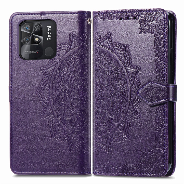  Xiaomi Redmi 10C Fodral Mandala Läder Lila