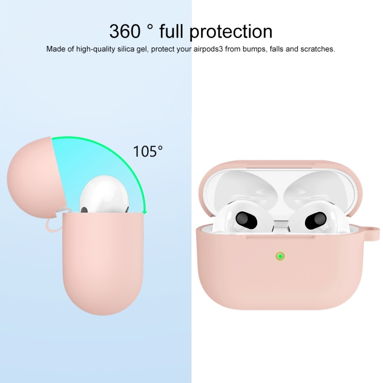  AirPods 3 Skal Silikon Med Krok Ljus Rosa