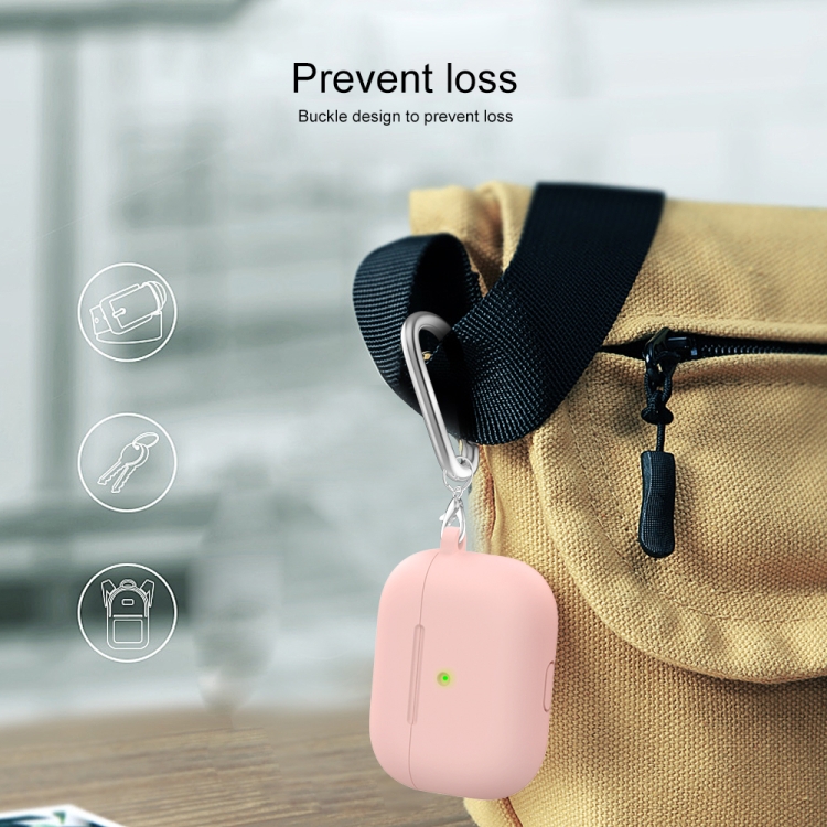  AirPods 3 Skal Silikon Med Krok Ljus Rosa