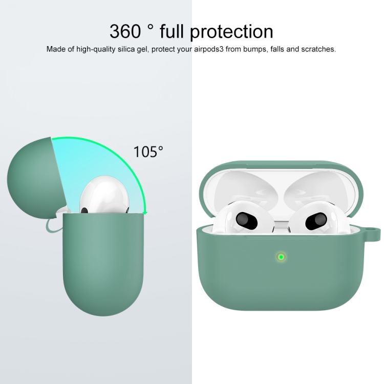  AirPods 3 Skal Silikon Med Krok Grön