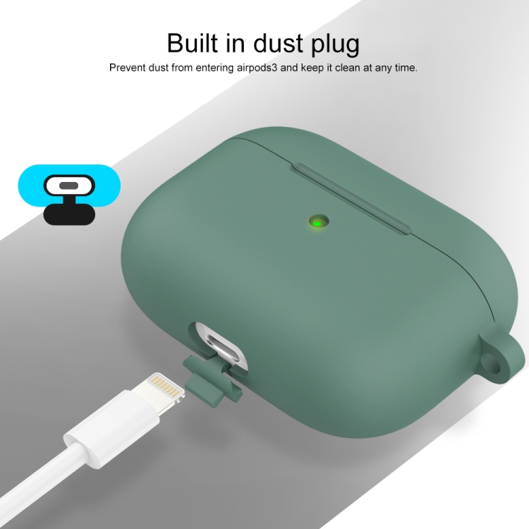  AirPods 3 Skal Silikon Med Krok Grön