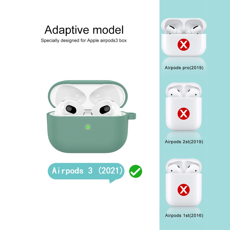  AirPods 3 Skal Silikon Med Krok Grön