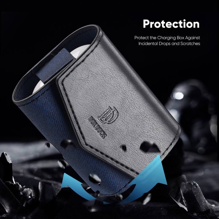 DUX DUCIS DUX DUCIS AirPods 3 Fodral PU-Läder Med Krok Svart/Blå