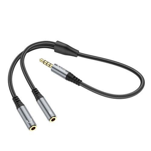 HOCO HOCO Split Adapter 3.5 mm Hane - 2x 3.5 mm Hona Grå