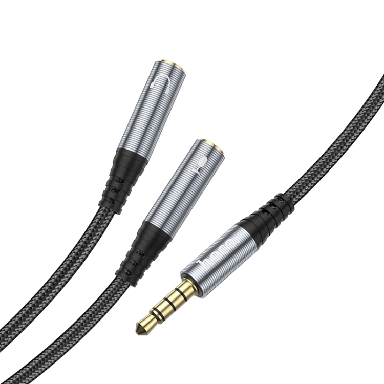 HOCO HOCO Split Adapter 3.5 mm Hane - 2x 3.5 mm Hona Grå