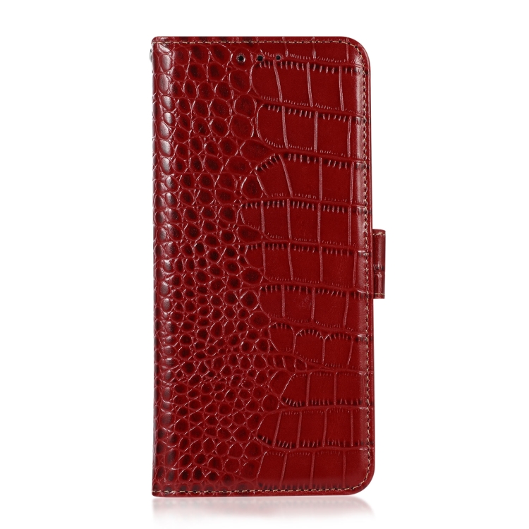  iPhone 14 Pro Max Fodral Äkta Läder Krokodil Textur Röd