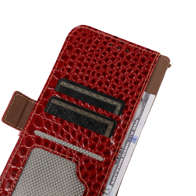  iPhone 14 Pro Max Fodral Äkta Läder Krokodil Textur Röd