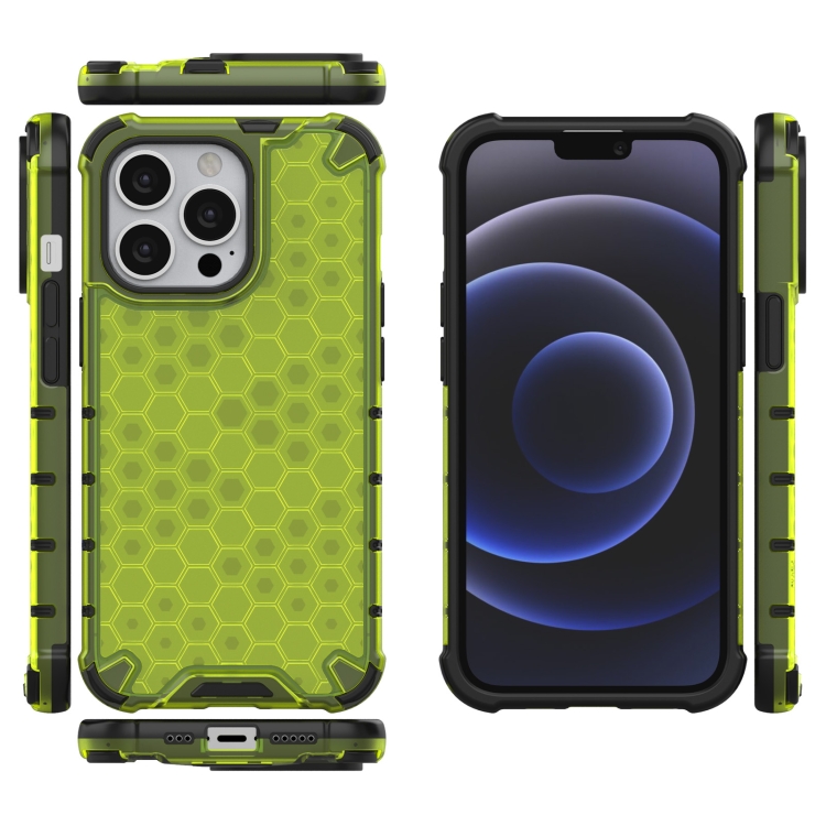  iPhone 14 Pro Max Skal Shockproof Honeycomb Hybrid Grön