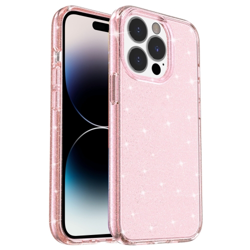  iPhone 14 Pro Max Skal Shockproof Glitter TPU Rosa