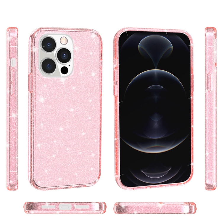  iPhone 14 Pro Max Skal Shockproof Glitter TPU Rosa