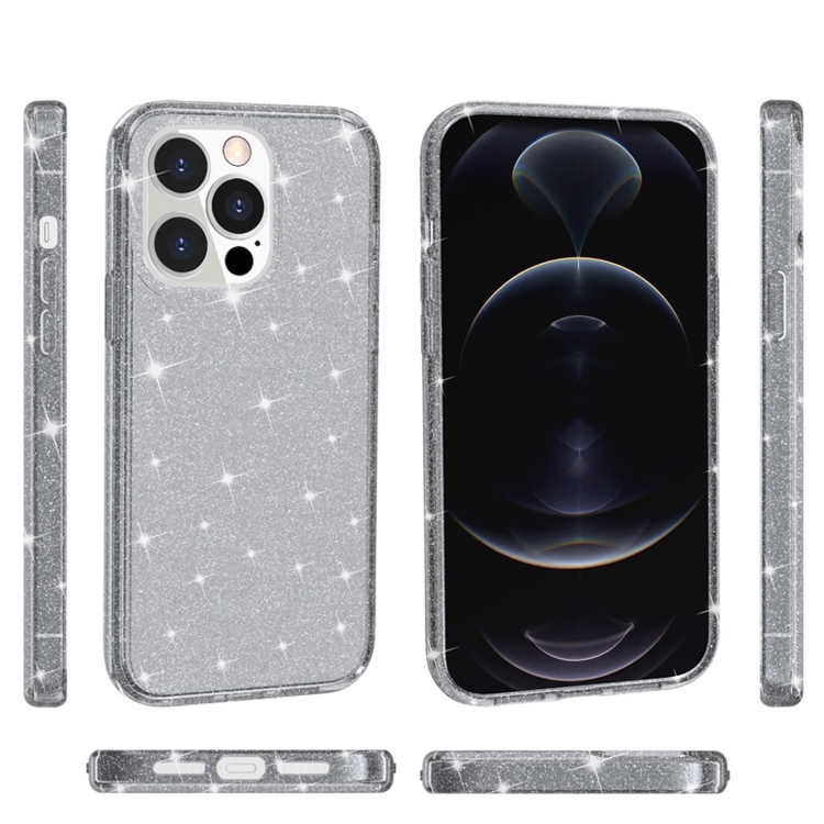  iPhone 14 Pro Max Skal Shockproof Glitter TPU Grå