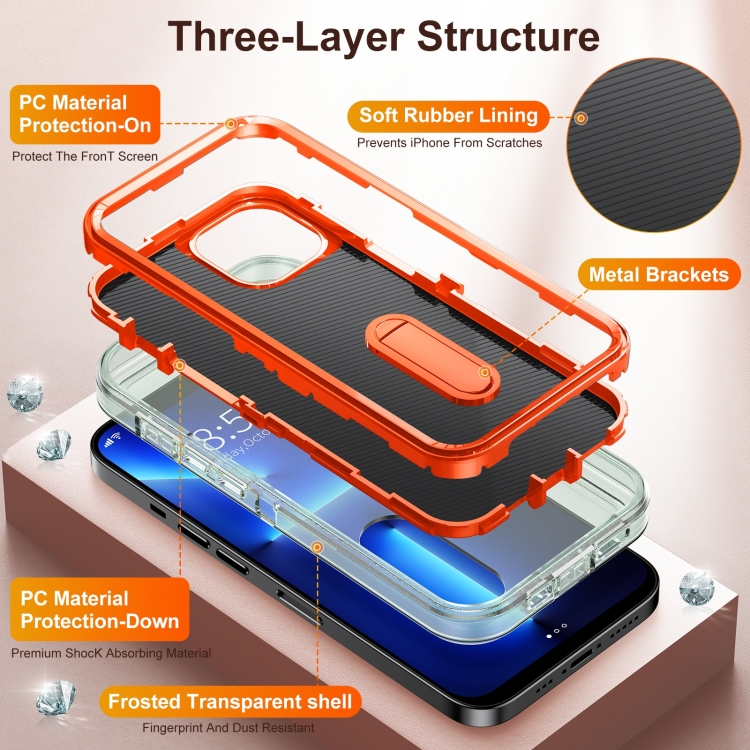  iPhone 14 Pro Max Skal 3in1 Shockproof Xtreme Transparent/Orange