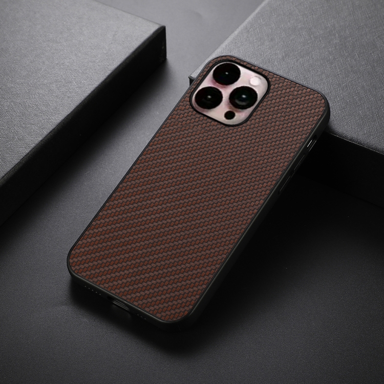  iPhone 14 Pro Max Skal Kolfiber Textur Brun