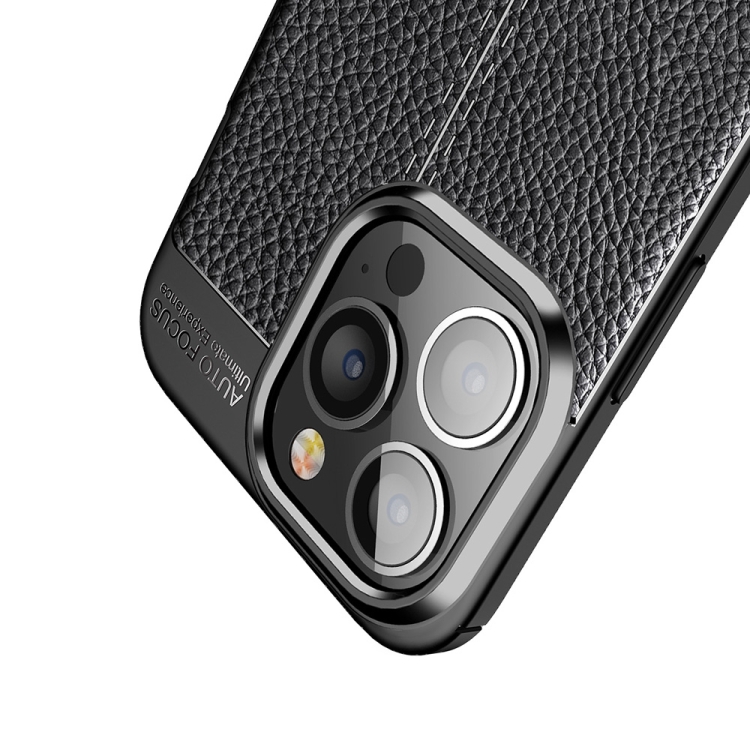  iPhone 14 Pro Max Skal Litchi Textur Blå