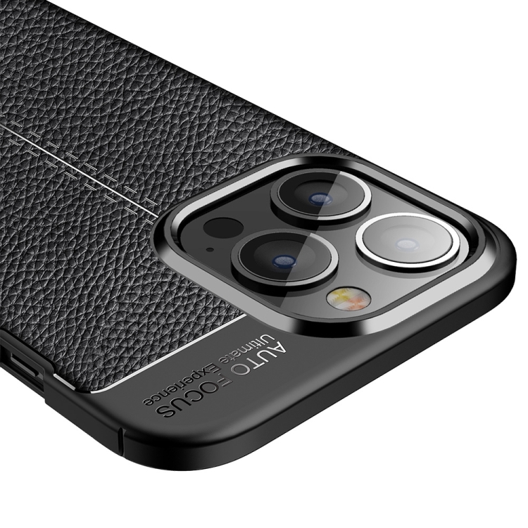  iPhone 14 Pro Max Skal Litchi Textur Blå