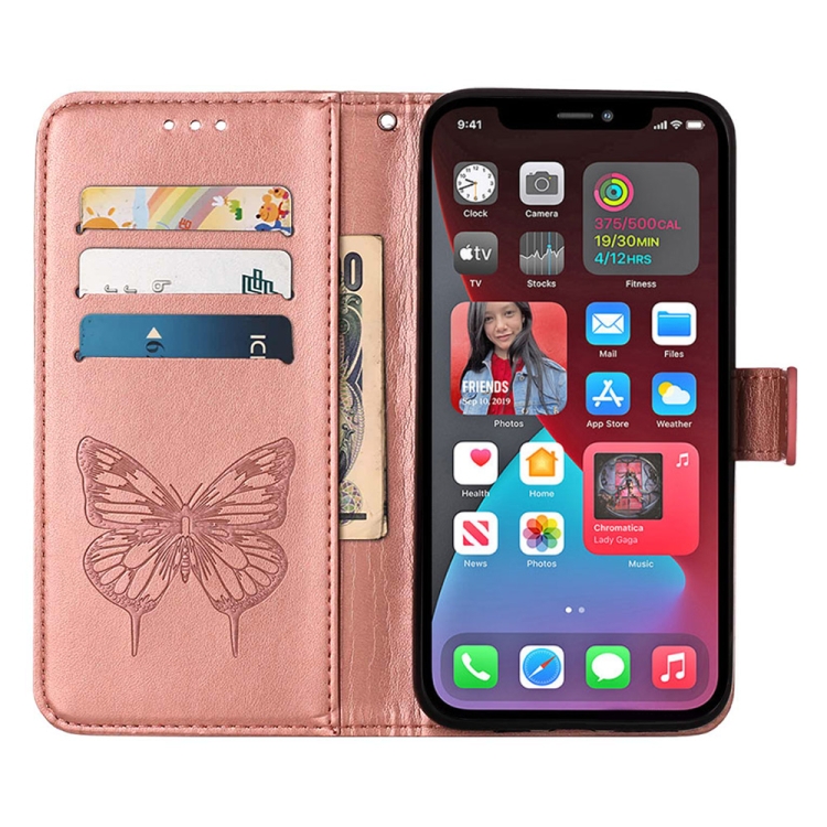  iPhone 14 Pro Max Fodral Fjäril Tryck Roséguld