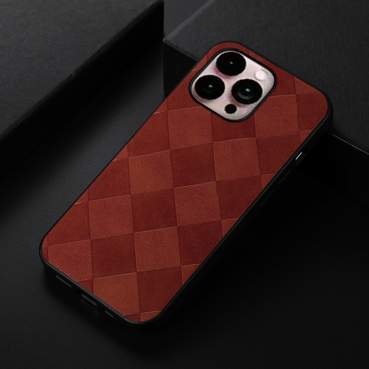  iPhone 14 Pro Max Skal Vävd Textur Brun